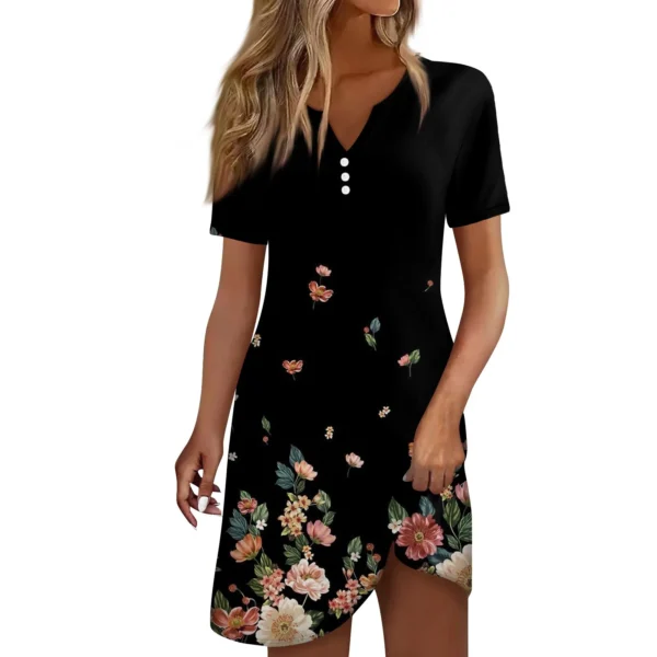 Women'S Fashion Casual Printed Lapel Collar Button Short Sleeve Clothing Straps Dress сарафаны женские летние Nuevo En Vestidos - Image 6