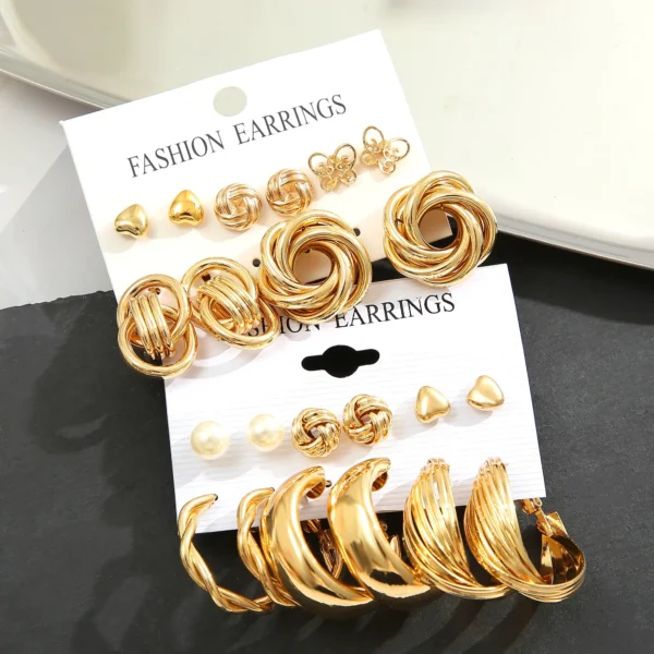 11 Pairs Earrings Set Zinc Alloy - Image 2