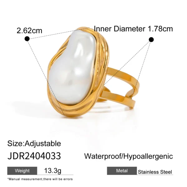 Pearl Gold Color Ring for Women - Image 6