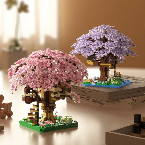 Cherry Blossom Tree House Building Microparticle Building Blocks