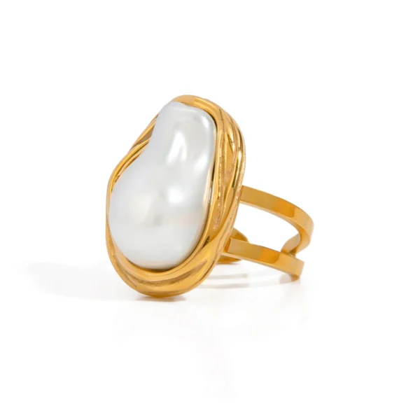 Pearl Gold Color Ring for Women - Image 5