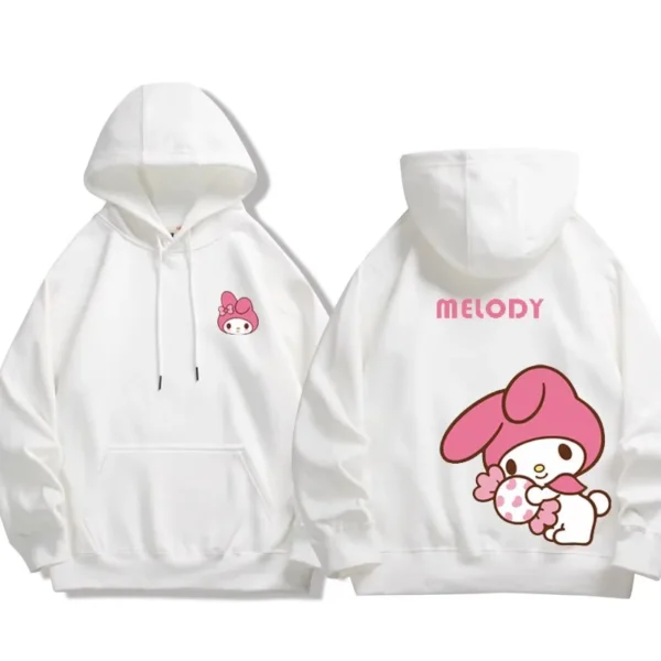 Spring and Autumn Sanrio Couple Sweatshirt Men's and Women's Kuromi Melody Cartoon Anime Hooded Dress Fashion Trend - Image 4