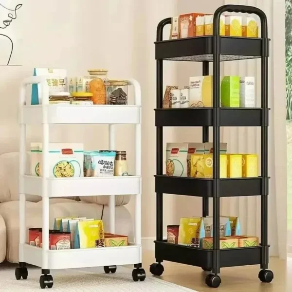 Bookshelf Storage Trolley Mobile Kitchen Organizer Cart With Wheels Multi-Layer Bathroom Trolley - Image 4