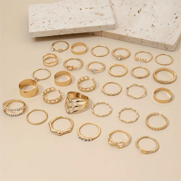 30pcs Elegant Stackable Stylish Rings Set - Image 6