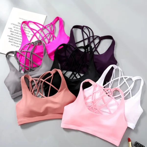 Fitness Sports Bra for Women Push Up Wirefree Padded Crisscross Strappy Running Gym Training Workout Yoga Underwear Crop Tops - Image 2