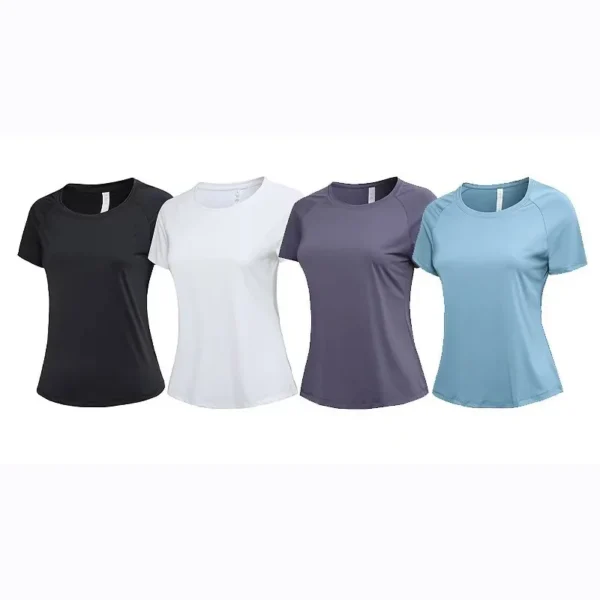 Yoga Clothes Summer Short-Sleeved Women Loose Quick-Drying T-Shirt Sports Running Shirt Elastic Casual Round Neck Breathable - Image 2