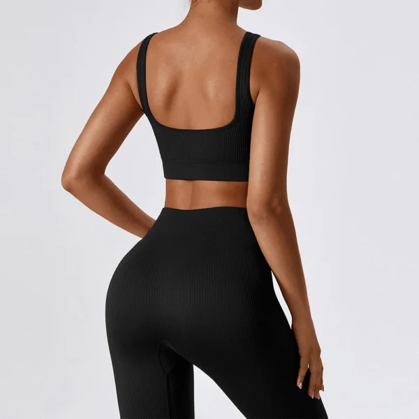 Seamless Gym Set Women Ribbed Yoga Set Fitness Sportswear Tracksuit For Women Sport Bras High Waist Leggings Sport Suit - Image 3