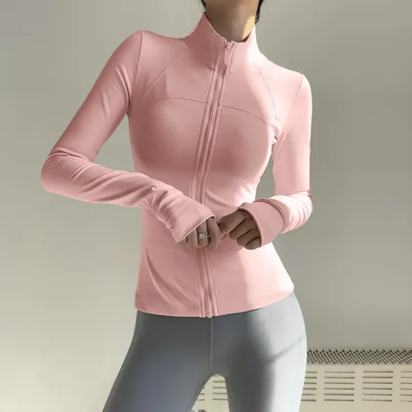 Women Zip Fitness Clothes Long Sleeve Sports Jacket with Pockets Yoga Shirt Quick Dry Gym Top Sunscreen Sportswear Running Coats - Image 5