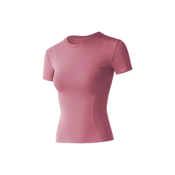 Women Yoga Top Running Shirt Solid Short Sleeve Sport T-Shirt Loose Fitness Yoga Top Gym Shirt Casual Running Top Training Shirt - Image 5