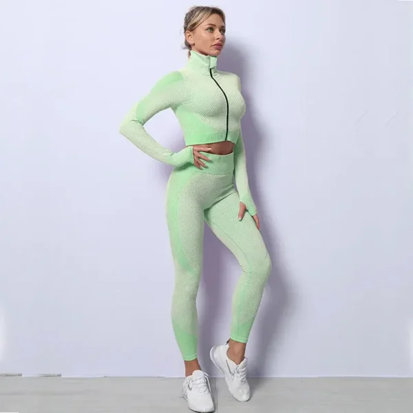 2/3PCS Seamless Yoga Sets Sport Fitness Vest High Waist Hip-Liftting Trousers Suits Workout Clothes Gym Leggings Set for Women - Image 2