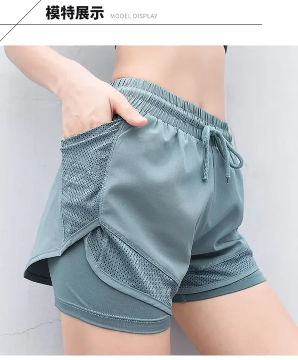 Summer sports shorts, women's loose casual anti-walking, light speed drying, high-waisted running, fitness, yoga, thin, breathab - Image 5