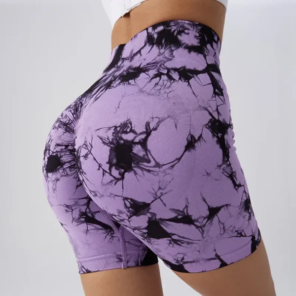 Tie-Dye Yoga Shorts for Women High Elastic Gym Shorts Push Up Sports Shorts Running Workout Fitness Women Short Sports Leggings - Image 6