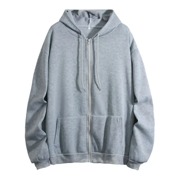 Zip Up Hooded Sweatshirt Loose Women Hoodies Casual Solid Harajuku Korean Loose Couple Hoodie Jacket Coat Streetwear - Image 5