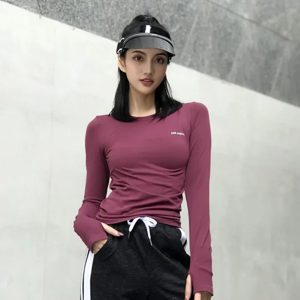 Fitness Top Women's Tight Fitting sports Long Sleeved Yoga Suit Spring Autumn Running Training Clothes Gym Exercise T-shirt Yoga - Image 5