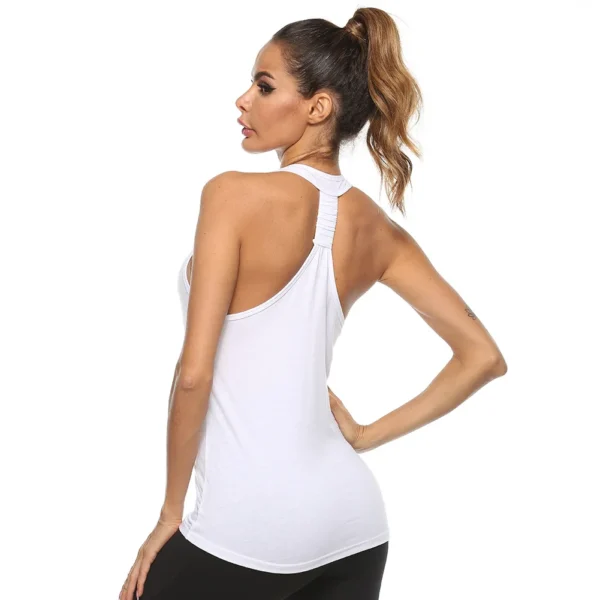 New Sports Overshirt Women's Fitness Sports Tank Top Back T-shaped Quick Dried Slim Sleeveless Running Tank Top Overcoat - Image 2