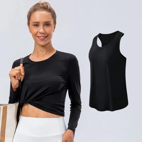 Women Sport tank Tops Loose Yoga Tops Quick Dry Workout Sport Tops For Women Fitness Sport Yoga Shirt - Image 6