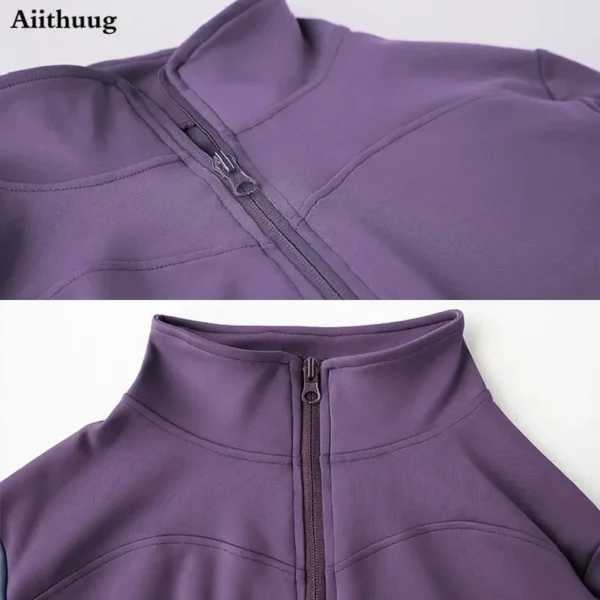 Aiithuug Slim Fit Lightweight Jackets Women's Full Zip-up Yoga Sports Running Jacket with Thumb Holes for Workout - Image 3