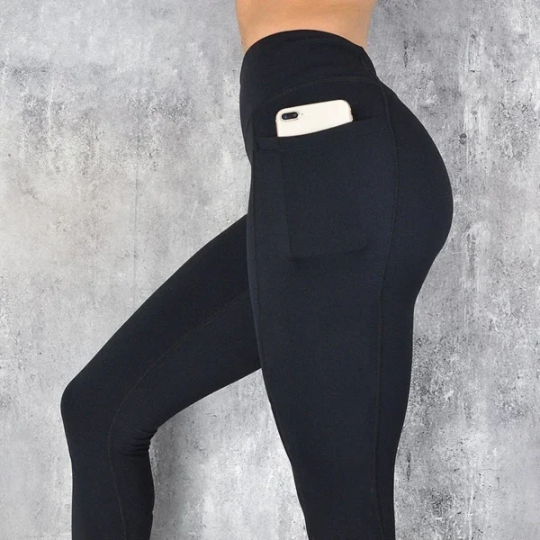 Plus Size Pocket Yoga Pants Women Solid Fitness Sports Leggings High Waist Elastic Gym Tights Female Running Trousers XXXL - Image 2