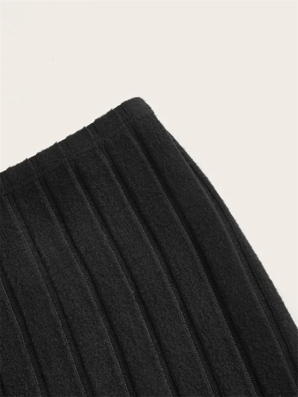 Casual Solid Color Ribbed Knit Pencil Skirt Women Autumn Spring High Waist Elegant Slim Fit Long Skirt Streetwear - Image 6