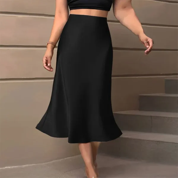 Satin Midi Skirt Woman High Waist Long Skirts For Women New Fashion 2023 Autumn Casual Elegant Party Women's Pencil Skirts - Image 6