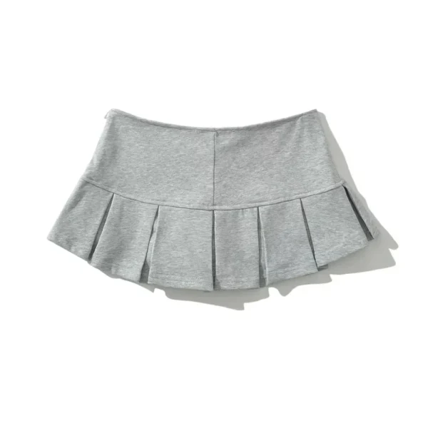 2024 Terry Fabric Y2K Mini Skirt Women Low Waist Wide Pleat Light Grey Sexy Vintage A-line Pleated Skirt Casual Skort Summer - Image 2