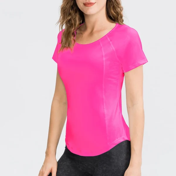 Women Yoga Tops Breathable Sport Fitness Workout Running Yoga Top Quick Dry Short Sleeve Gym T Shirt - Image 4