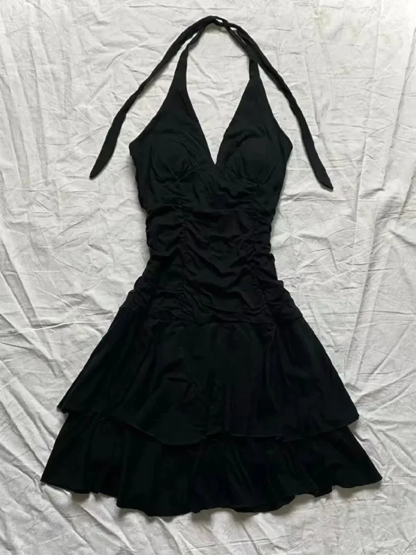 Punk Sexy Dresses Women Clothes Summer Vintage 90s Sweet Girl Korea Dress High Waist Slim Gothic Harajuku Y2k Short Halter Dress