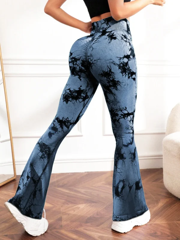 Sports and Fitness Women's High Waist Flare Pants Tie Dyed Casual Pants - Image 4