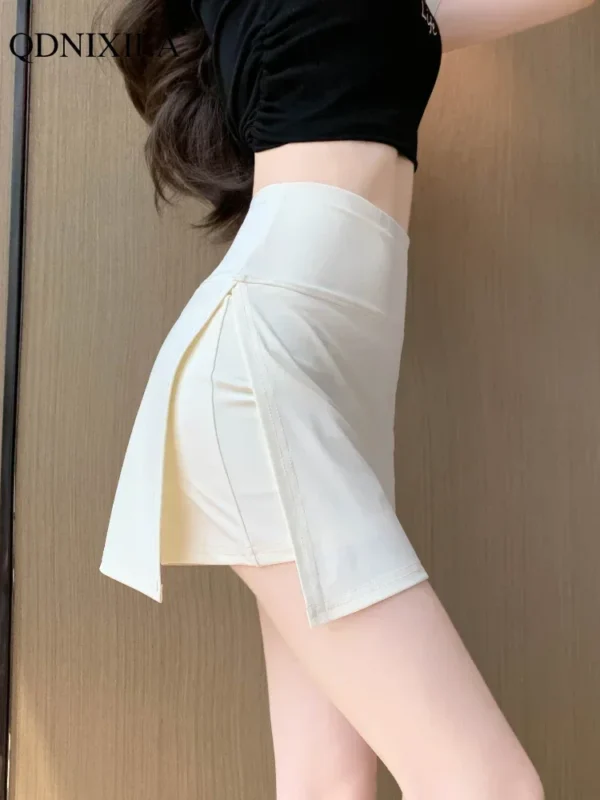 2024 Summer New Korean Style Women's Skirts Side Slit Hight Waist Sports A-line Yoga Skirts Shorts Elegant Hip Wrap Skirt Pants