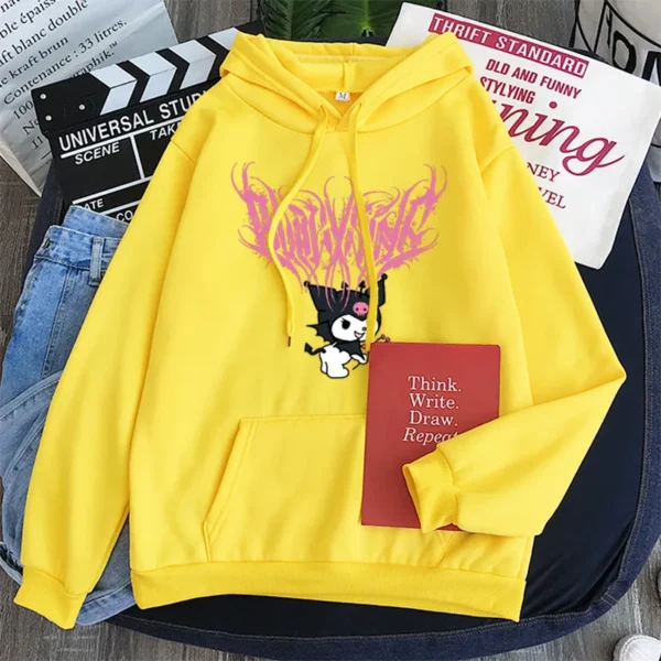 Japanese Anime Sanrio Kuromi Cute Women's Hoodie Student Y2K Sweatshirt Spring and Autumn Outdoor Sports and Leisure Pullover - Image 3