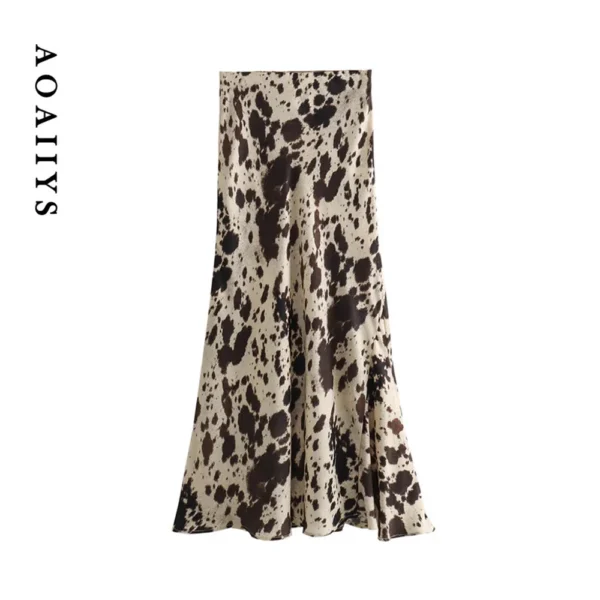 Aoaiiys Leopard Skirts for Women Printed High Waisted Slim Sexy Bohemian Fashion Long Skirts Vintage 2024 New Summer Women Skirt