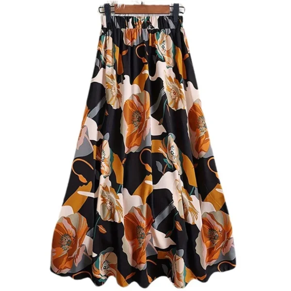 Summer Floral Print Skirts For Woman 2024 Long Elegant High Waist Maxi Skirts - Image 5