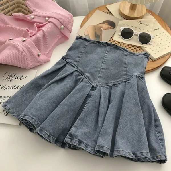 Pleated Denim Skirts Women Bandage Hotsweet Mini Vintage New Arrivals Y2K Fashion All-match Age-reducing Casual Girlish Ulzzang - Image 3