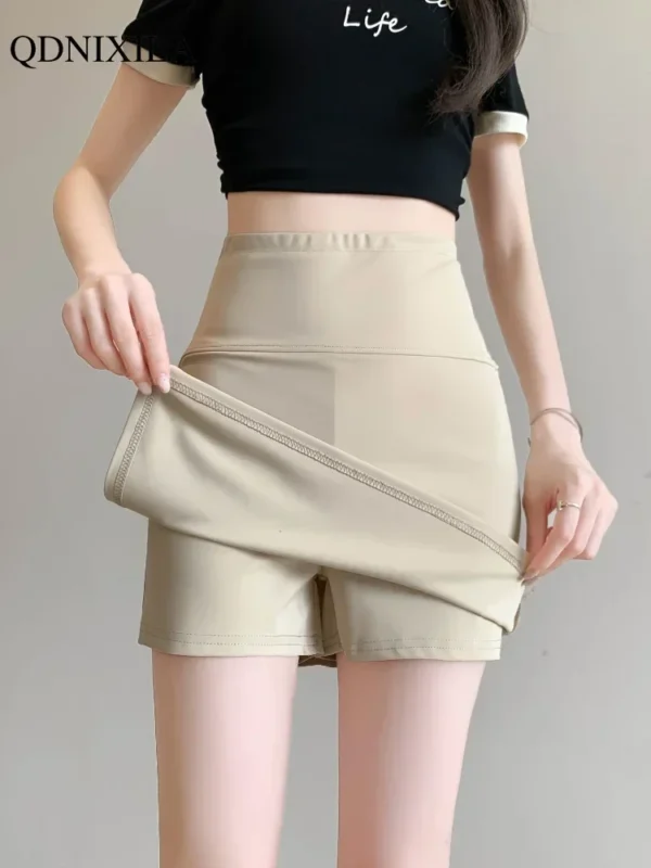 2024 Summer New Korean Style Women's Skirts Side Slit Hight Waist Sports A-line Yoga Skirts Shorts Elegant Hip Wrap Skirt Pants - Image 4