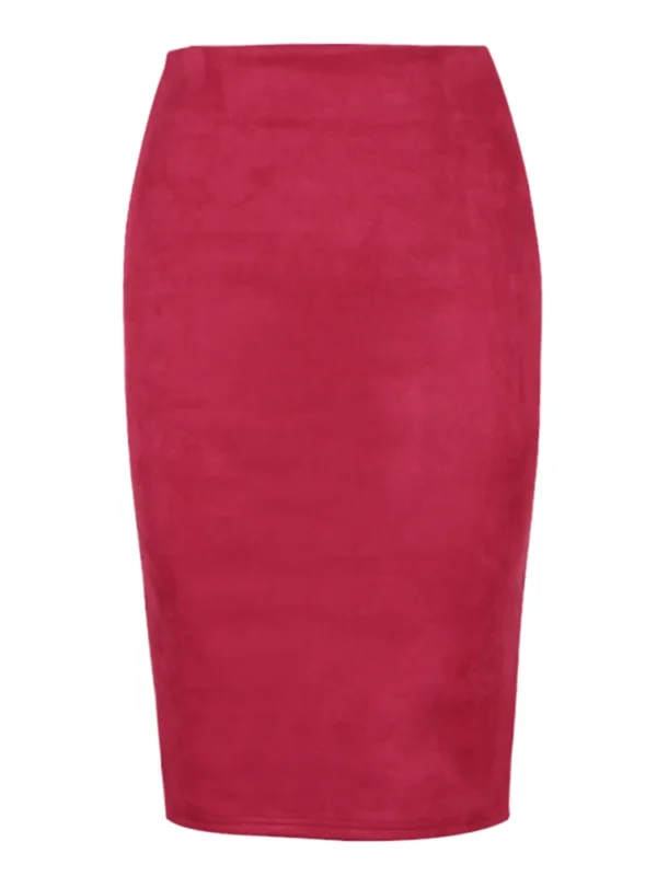 Sexy Multi Color Suede Midi Pencil Skirt Women Fashion Elastic High Waist Office Lady Bodycon Skirts Saias - Image 3