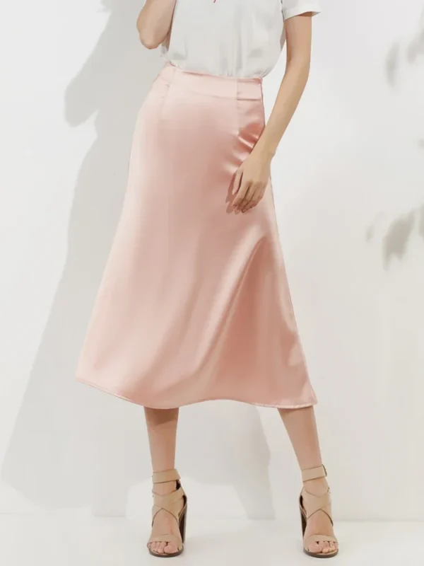 Silk Satin Skirts for Women Korean Style Champagne Office High Waist A-line Skirt Fashion Elegant Solid Long Pencil Skirt 2024 - Image 2