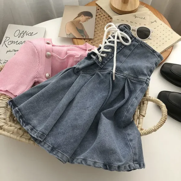 Pleated Denim Skirts Women Bandage Hotsweet Mini Vintage New Arrivals Y2K Fashion All-match Age-reducing Casual Girlish Ulzzang - Image 2