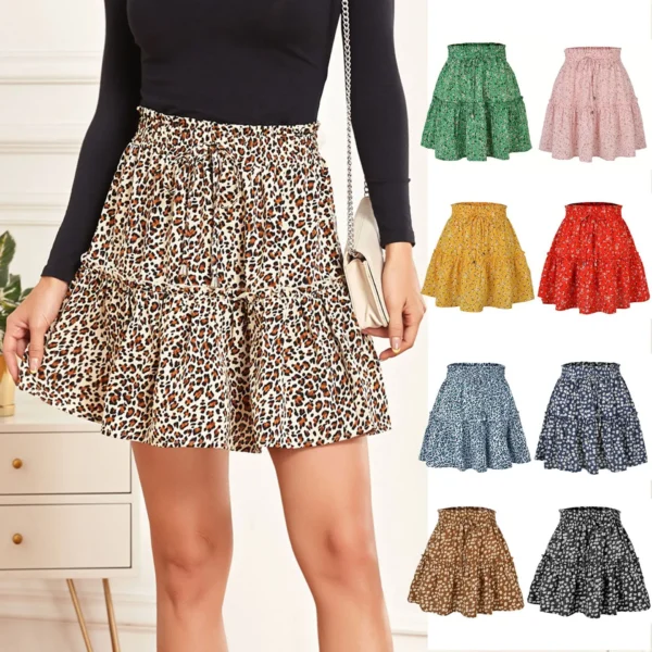 Women's High Waist Fashion Printed Skirt Bohemian Style Small Floral A-line Female Mini Skirts Womens - Image 2