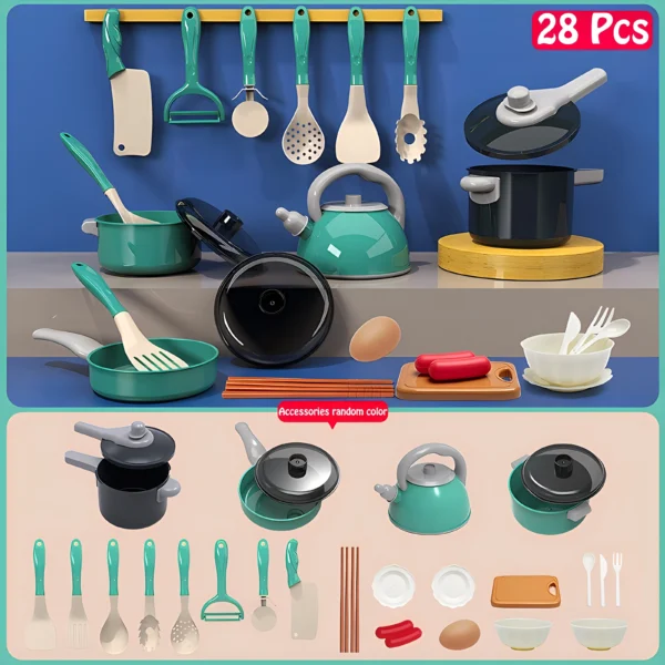 Colorful Kitchen Playset with Cutting Fruit and Vegetable Toys, Cooking Utensils, Pretend Play, Educational Toy for Toddlers - Image 3