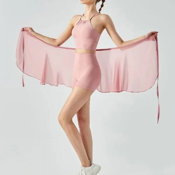 Womens Sheer Chiffon Swing Ballet Skirt Adjustable Waist Ties Dance Gymnastic Over Scarf Dance Short Wrap Skirt Tutus - Image 4