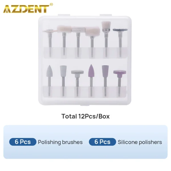 AZDENT 12PCS/Box Dental Composite Polishing Kit RA 2.35mm Polisher for Low Speed Hanpiece Porcelain Natural Teeth Nail Polishing - Image 5