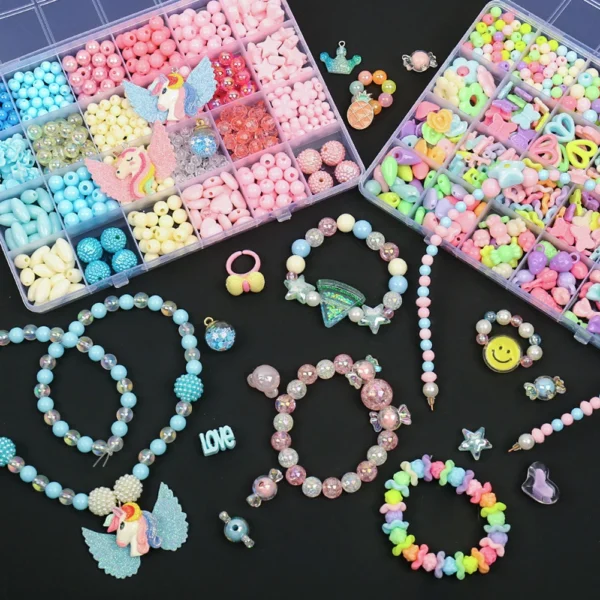 500pcs DIY Handmade Beaded Children's Toy Creative Loose Spacer Beads Crafts Making Bracelet Necklace Jewelry Kit Girl Toy Gift - Image 3