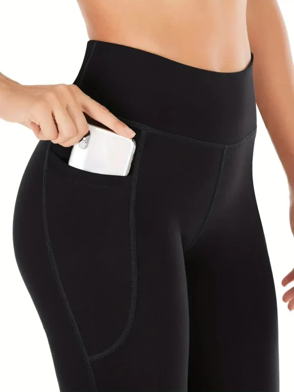 Women's Flared Pants with Pockets, Flared Leg Yoga Pants High Waist Fitness Casual Tummy Tuck Pants - Image 3