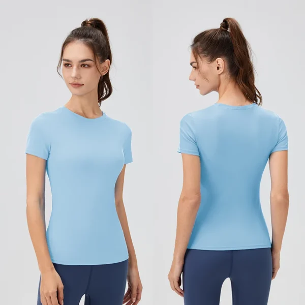 Women Sports Shirt Tight Yoga top Quick Dry Gym Top Outdoor Short Sleeve Running Sportswear Women T-shirts - Image 2