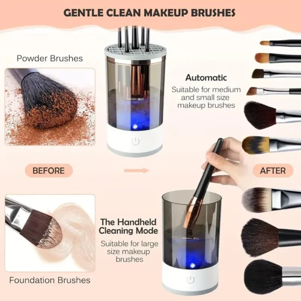 USB Plug Portable Electric Makeup Brush Cleaner with Rubber Makeup Machine Electric USB Quick Cleaner Cleaning Brush Collar Brus - Image 5