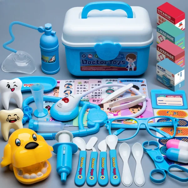 WizKidz Doctor Nurse Role Play Set Medical Tools With Stethoscope & Injectors In A Pretend Play Trolley Box Ideal Gift for Kids