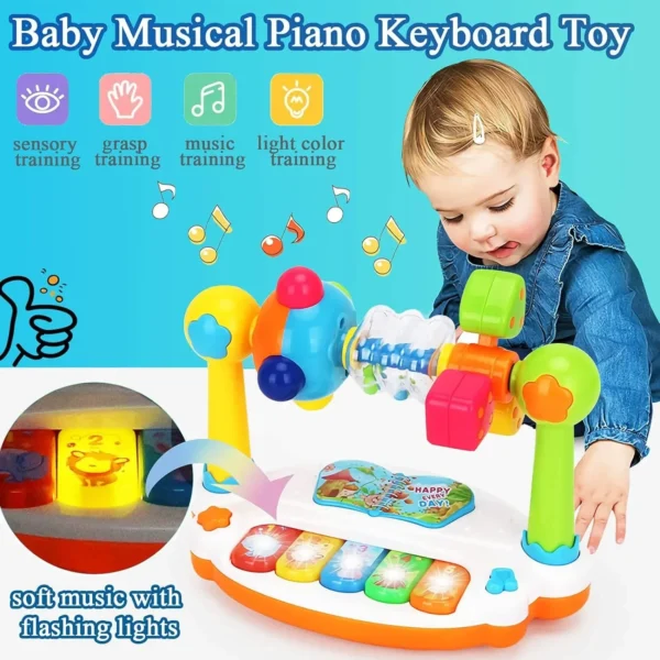 Baby Piano Toys Kids Rotating Music Piano Keyboard with Light Sound, Musical Toys for Toddlers,Early Educational Music Toy Gifts - Image 3