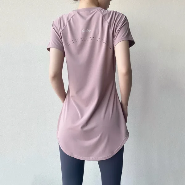 Sportswear Woman Gym 2024 Yoga Clothes Women T-Shirt Short Sleeve Quick Dry Fitness Top Breathable Slim Butt Cover Running Shirt - Image 3