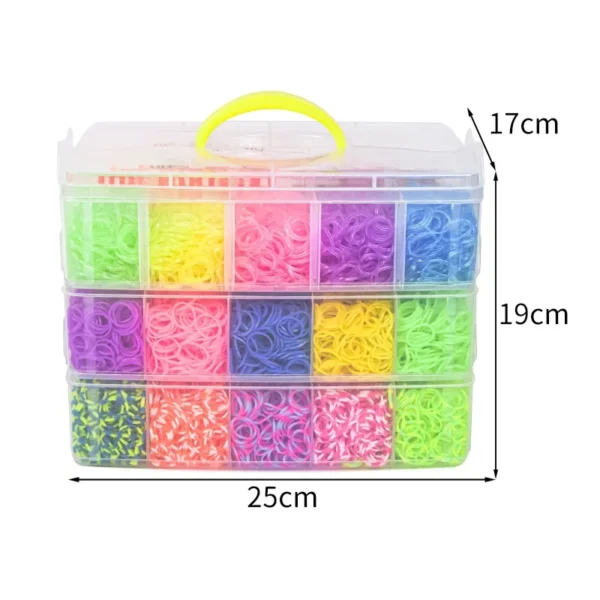 15000 Rainbow Luminous Rubber Bands Set for Children's Puzzle DIY Hand Woven Rubber Band Luminous Bracelet Loom - Image 3