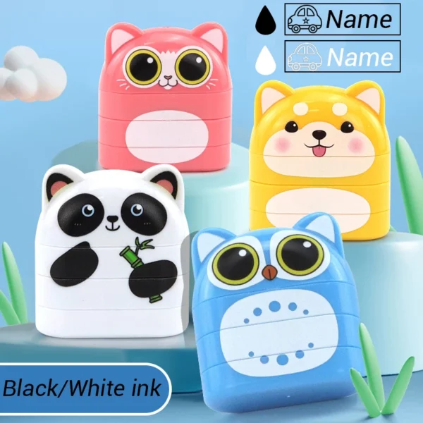 Children's Name Seal Custom Double -layer black and white ink Student's Stamp Kindergarten Clothes Waterproof Name StickerStamp